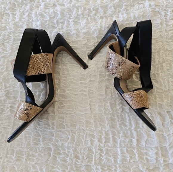French Connection Snake Print and Black Strappy Sandals Size 9 - Picture 4 of 6